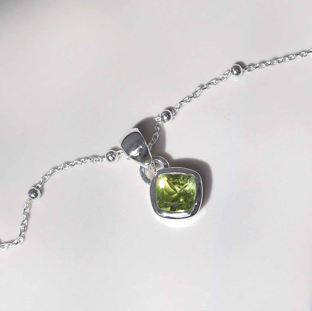 Sterling Silver Peridot Birthstone Necklace - August