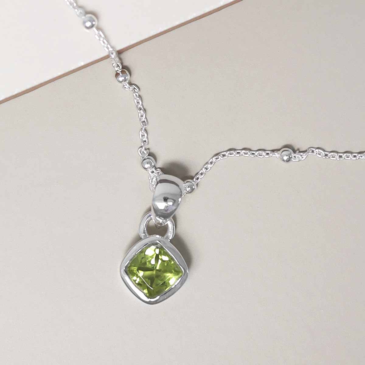 Sterling Silver Peridot Birthstone Necklace - August