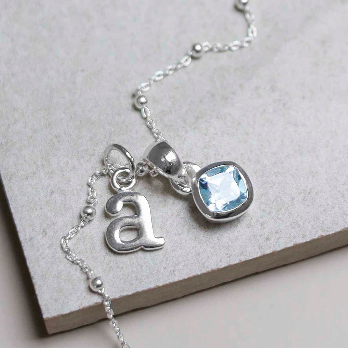 Sterling Silver Blue Topaz Birthstone Necklace - September