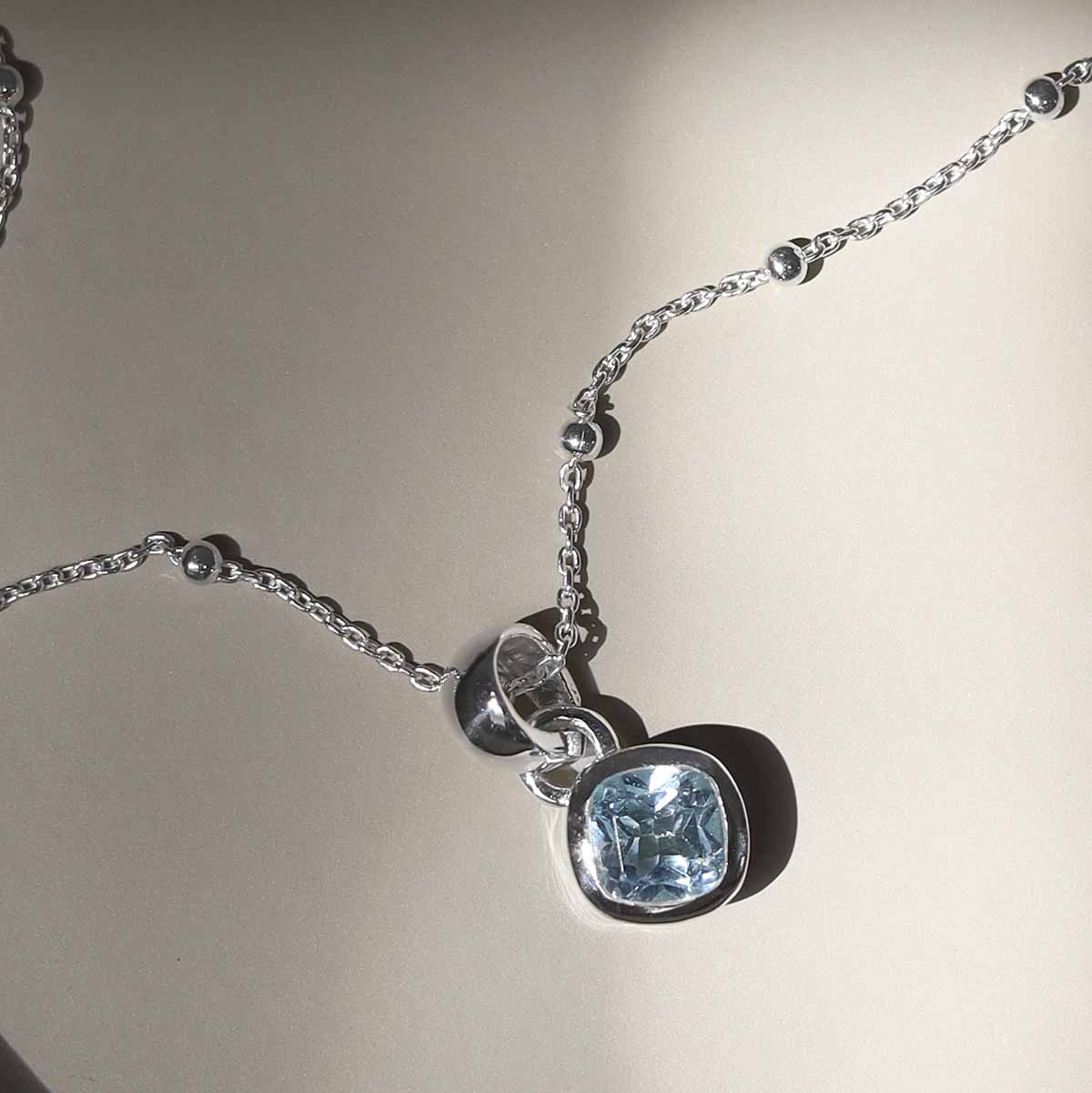 Sterling Silver Blue Topaz Birthstone Necklace - September