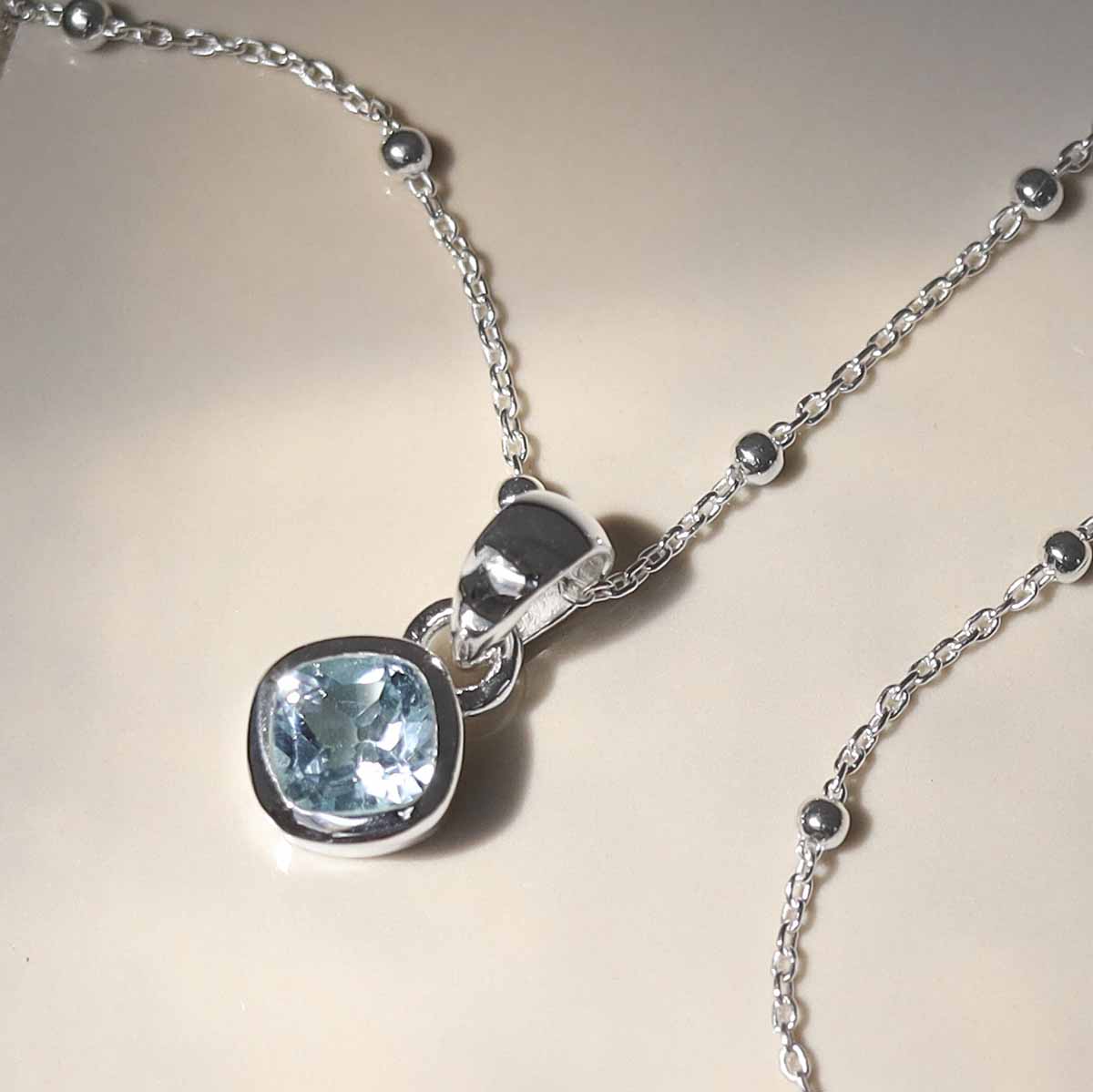 Sterling Silver Blue Topaz Birthstone Necklace - September