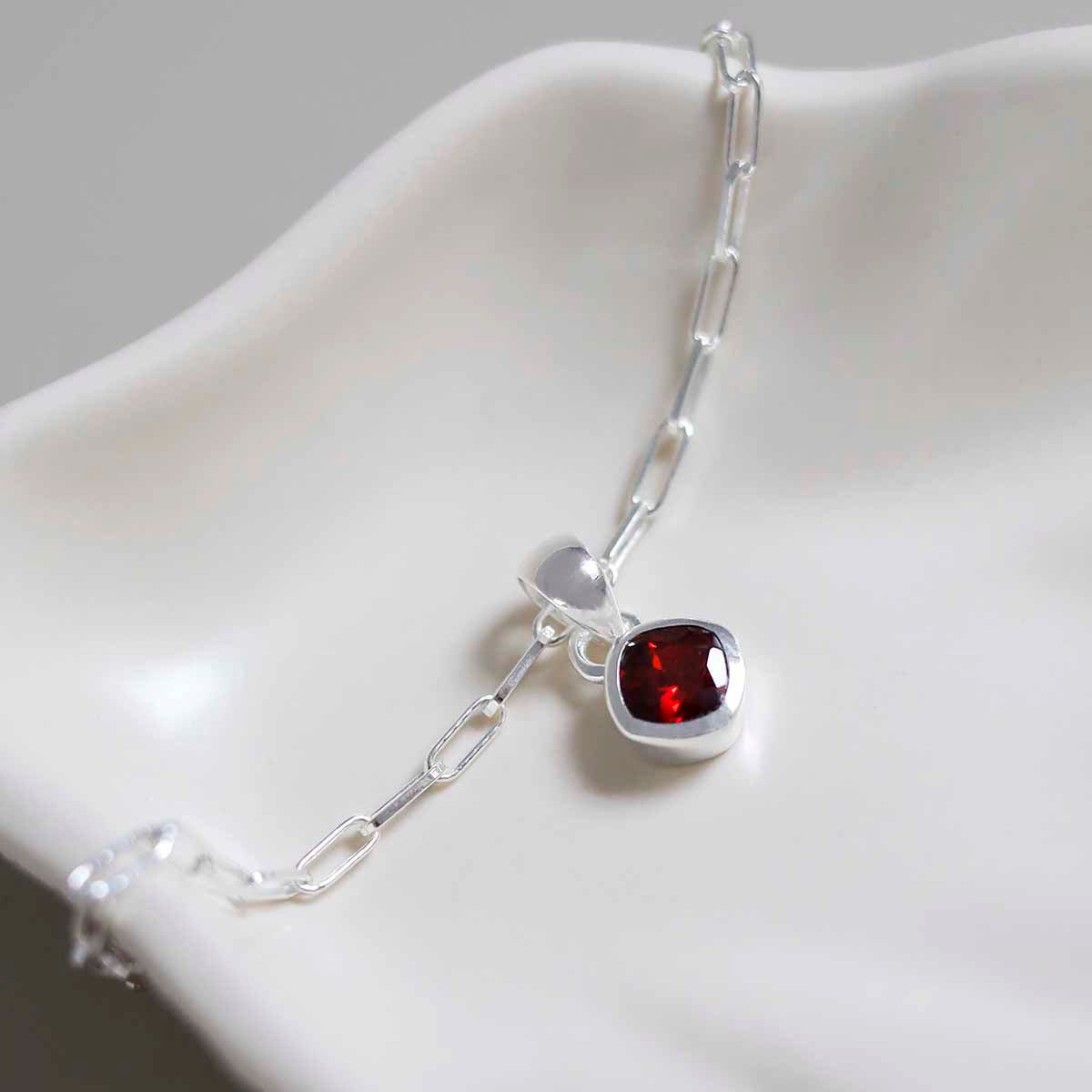 Sterling Silver Birthstone Fine Paperclip Necklace