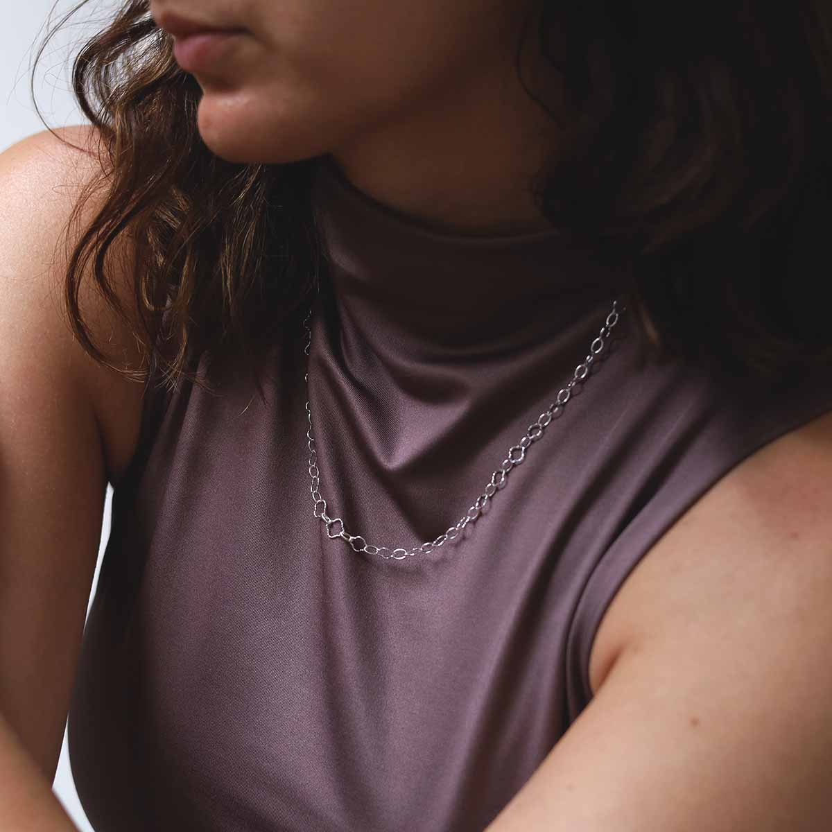 Sterling Silver Shimmer Clover Necklace