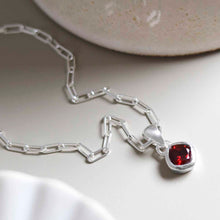 MW01FPN_Sterling Silver Garnet Birthstone Fine Paperclip Necklace_3