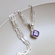 MW02FPN_Sterling Silver Amethyst Birthstone Fine Paperclip Necklace (February)_1
