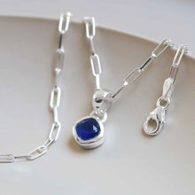 MW03FPN_Sterling Silver Iolite Birthstone Fine Paperclip Necklace (March)_1