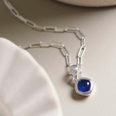 MW03FPN_Sterling Silver Iolite Birthstone Fine Paperclip Necklace_3