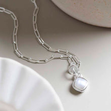 MW06FPN_Sterling Silver Pearl Birthstone Fine Paperclip Necklace_3
