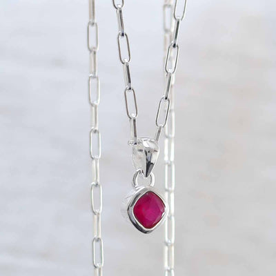 MW07FPN_Sterling Silver Ruby Birthstone Fine Paperclip Necklace (July) _2