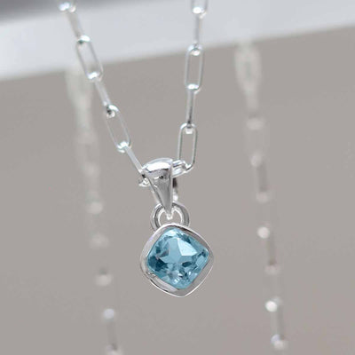 MW09FPN_Sterling Silver Blue Topaz Birthstone Fine Paperclip Necklace (September)_2