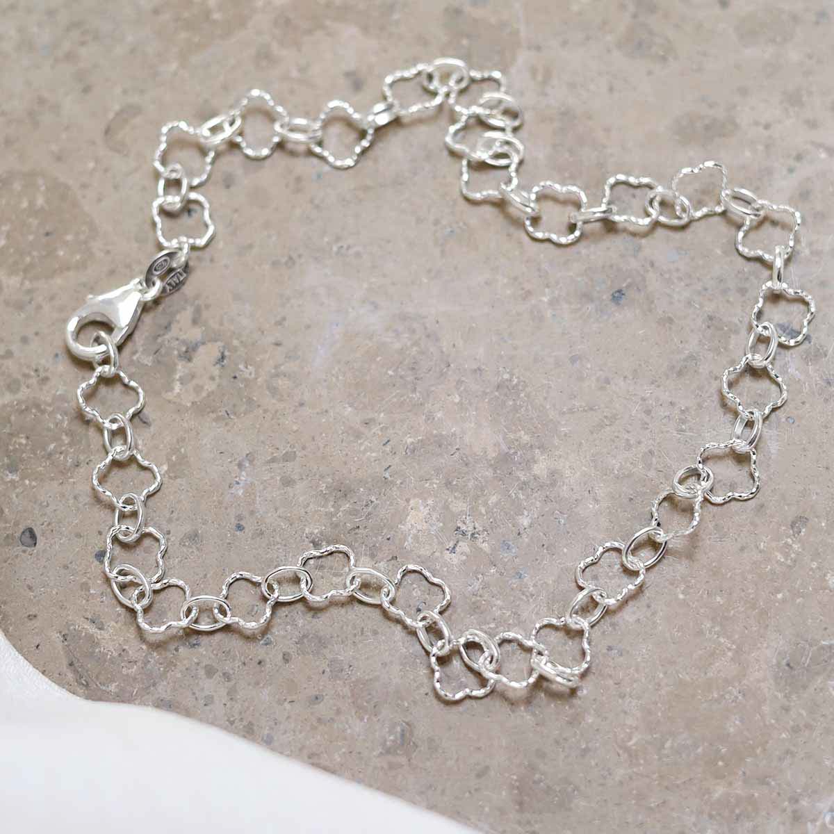 Sterling Silver Shimmer Clover Anklet
