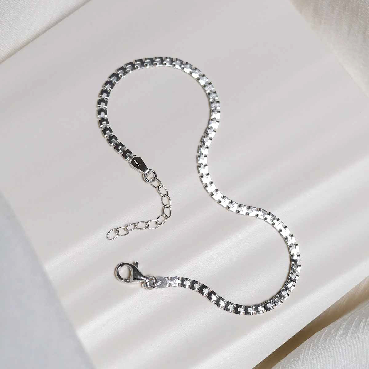 Sterling Silver Greek Box Chain Bracelet