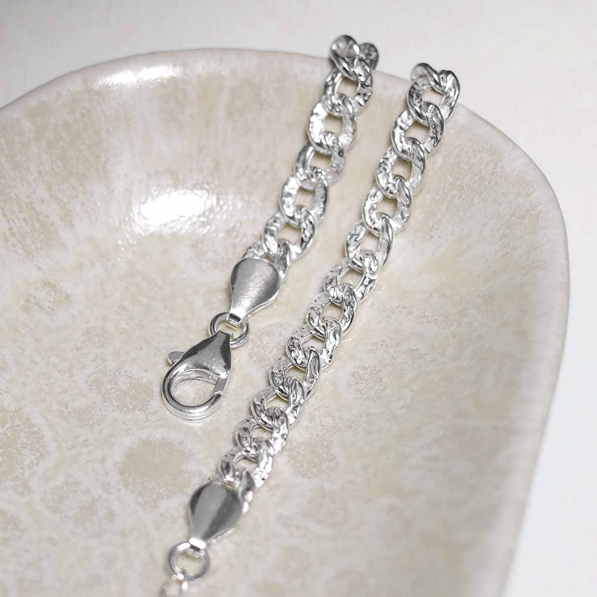 Sterling Silver Hammered Cuban Bracelet