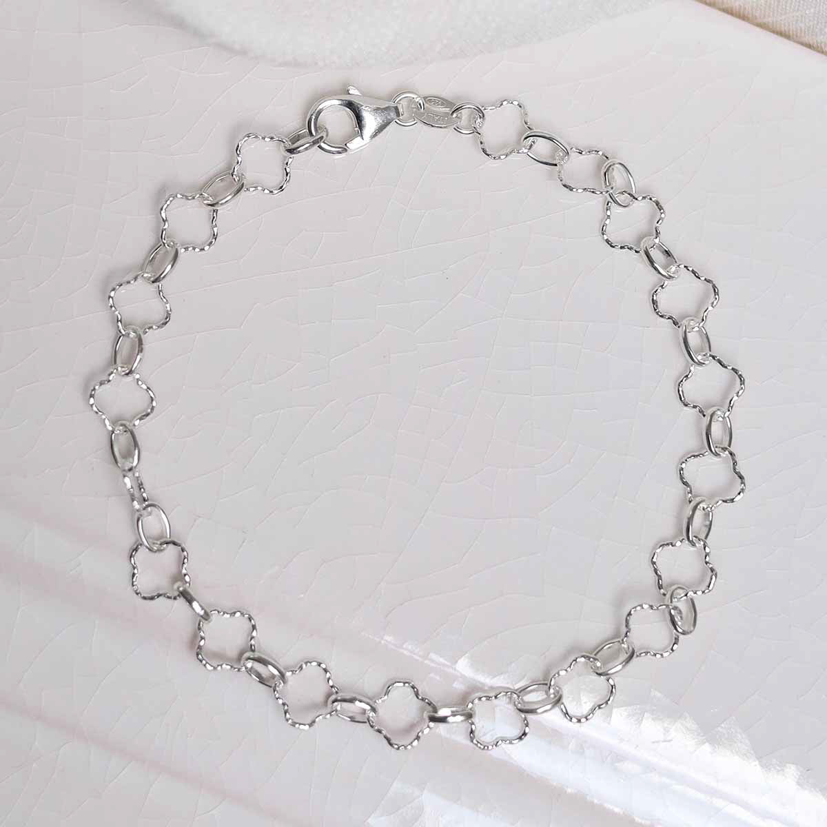 Sterling Silver Shimmer Clover Bracelet