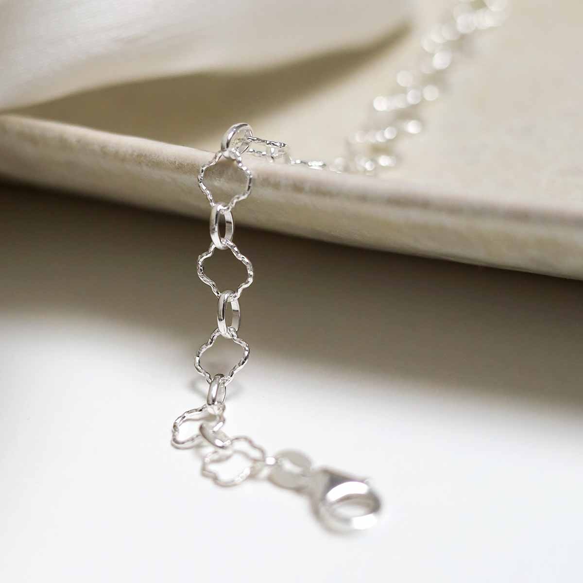 Sterling Silver Shimmer Clover Anklet