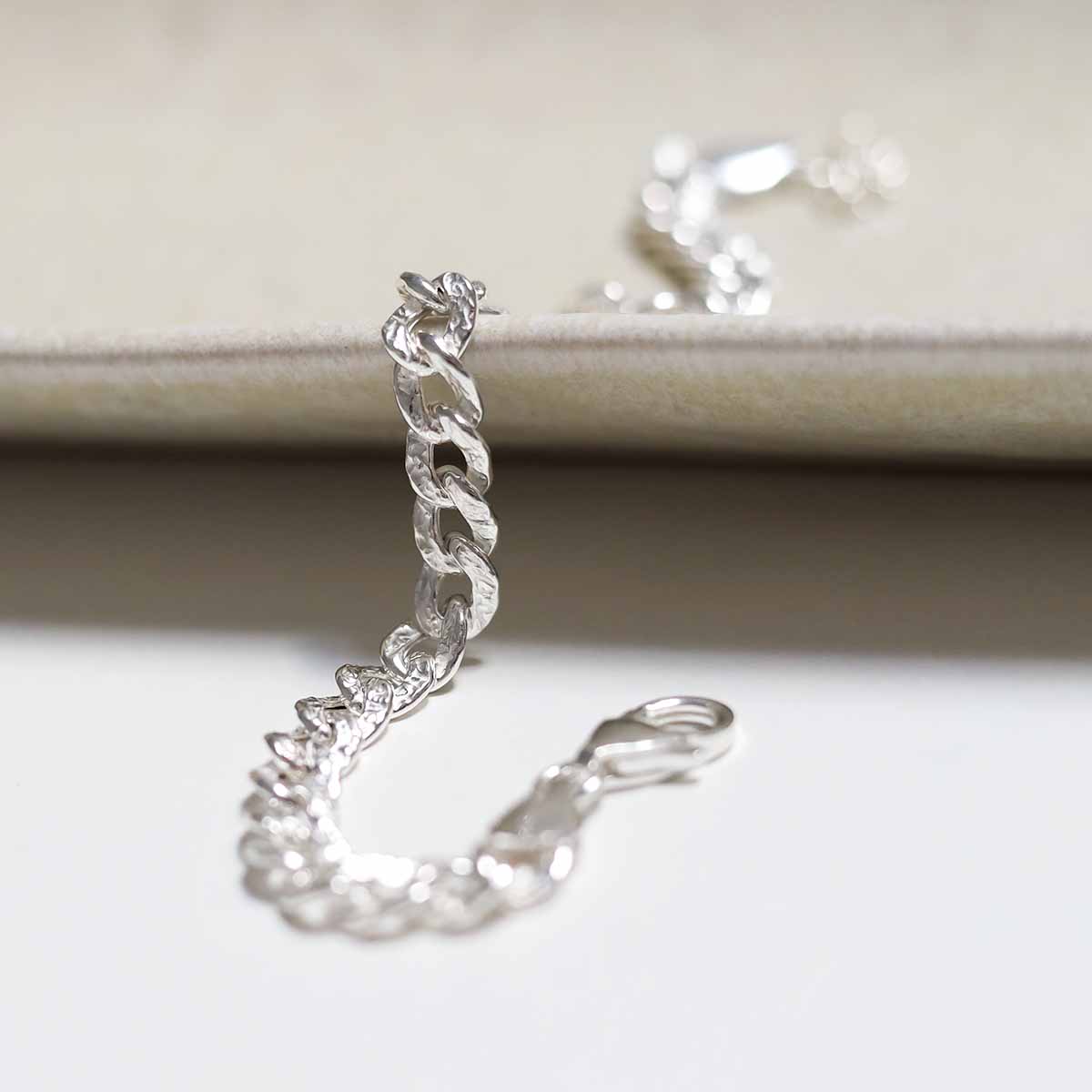 Sterling Silver Hammered Cuban Bracelet