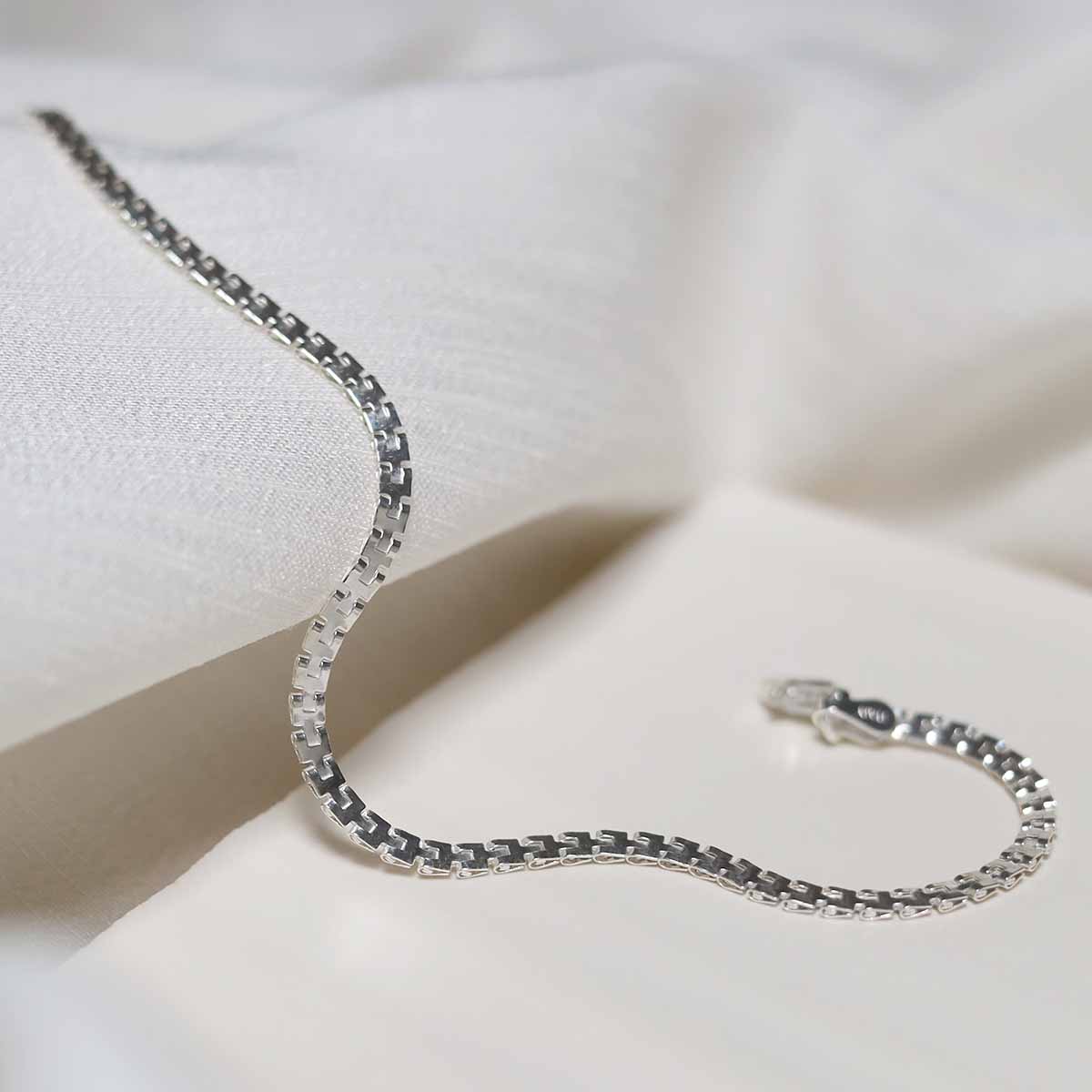 Sterling Silver Greek Box Chain Bracelet
