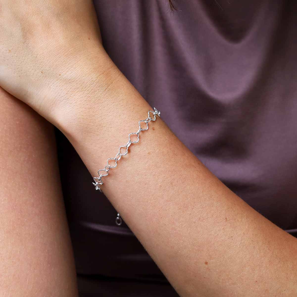 Sterling Silver Shimmer Clover Bracelet