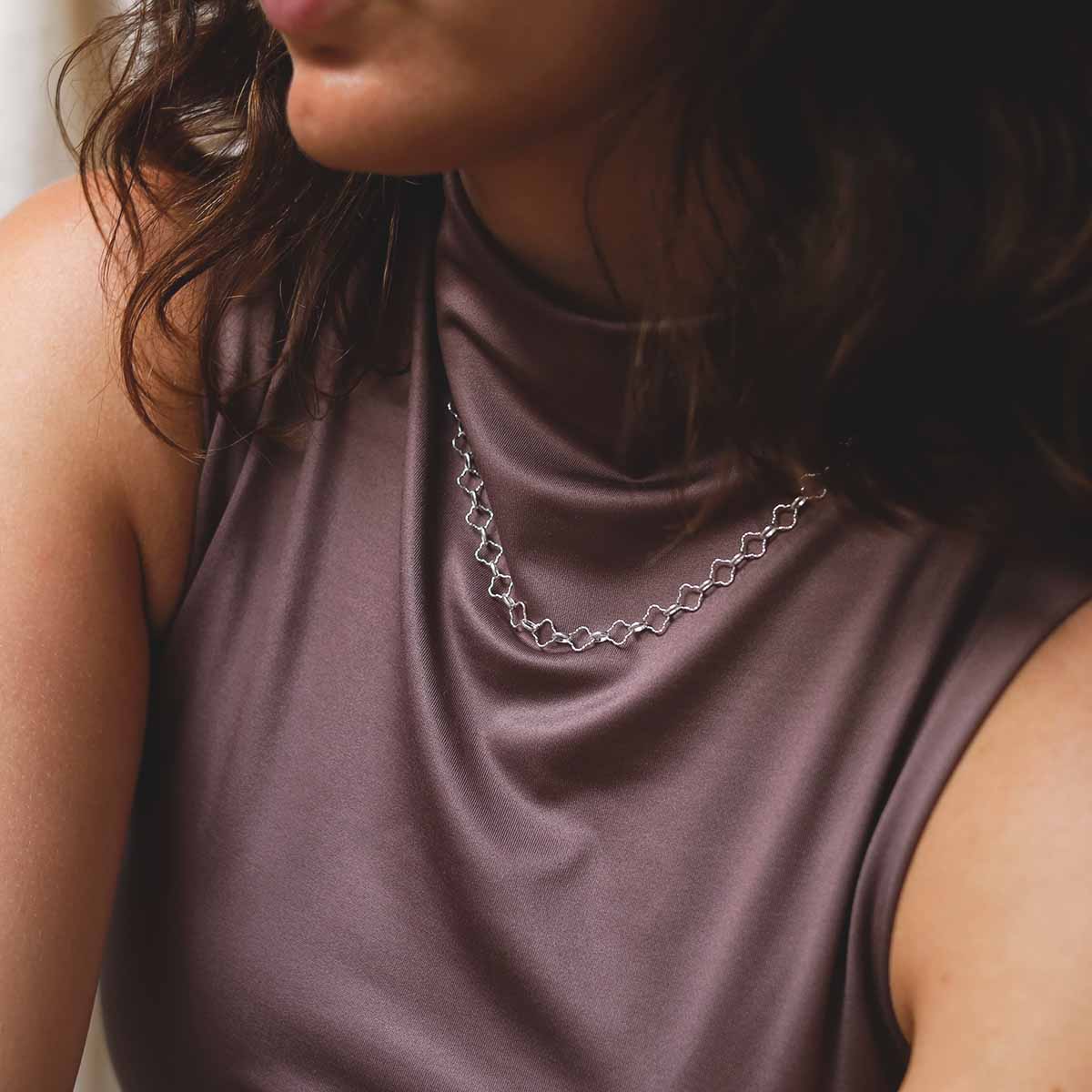 Sterling Silver Shimmer Clover Necklace
