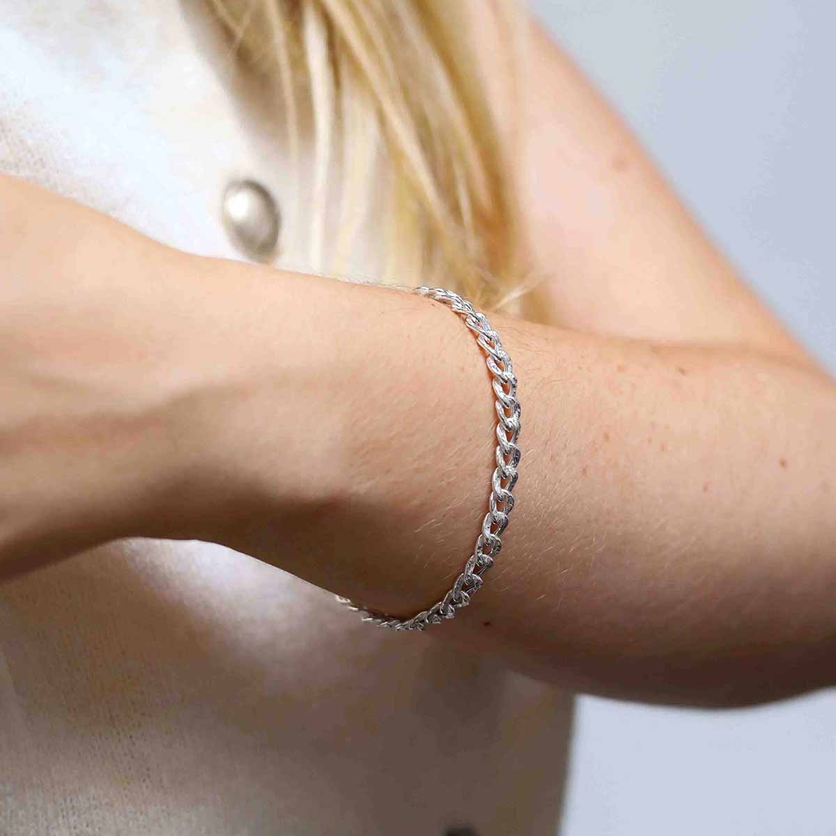 Sterling Silver Hammered Cuban Bracelet