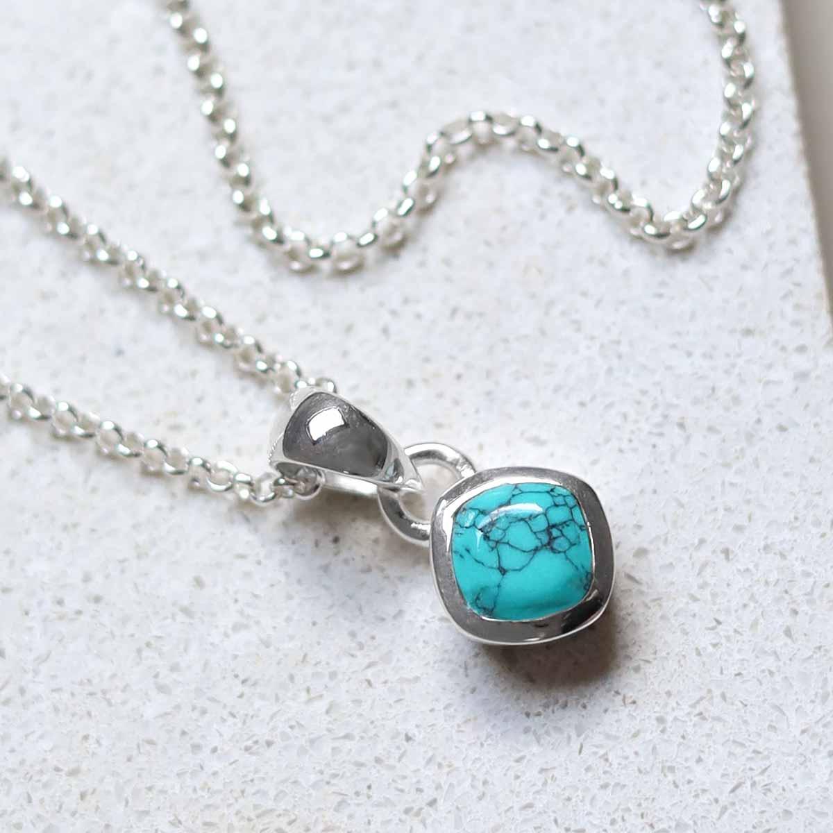 Sterling Silver Turquoise Birthstone Necklace - December