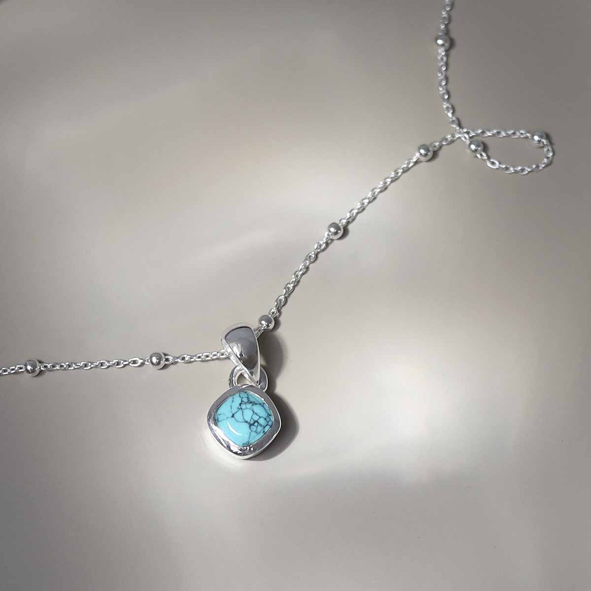 Sterling Silver Turquoise Birthstone Necklace - December