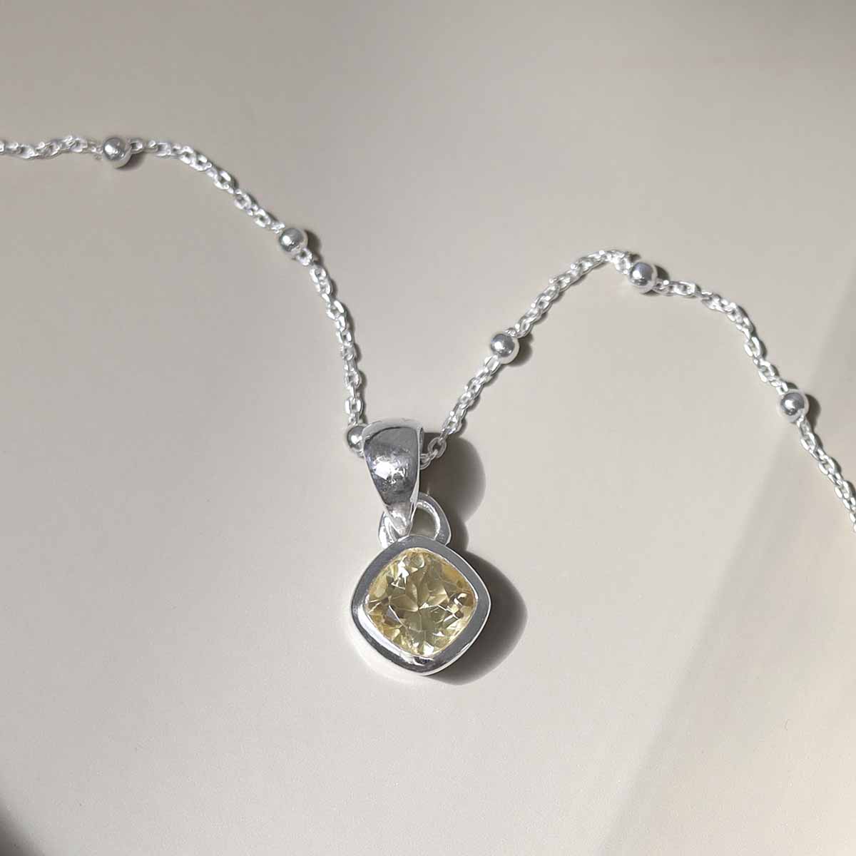 Sterling Silver Citrine Birthstone Necklace - November