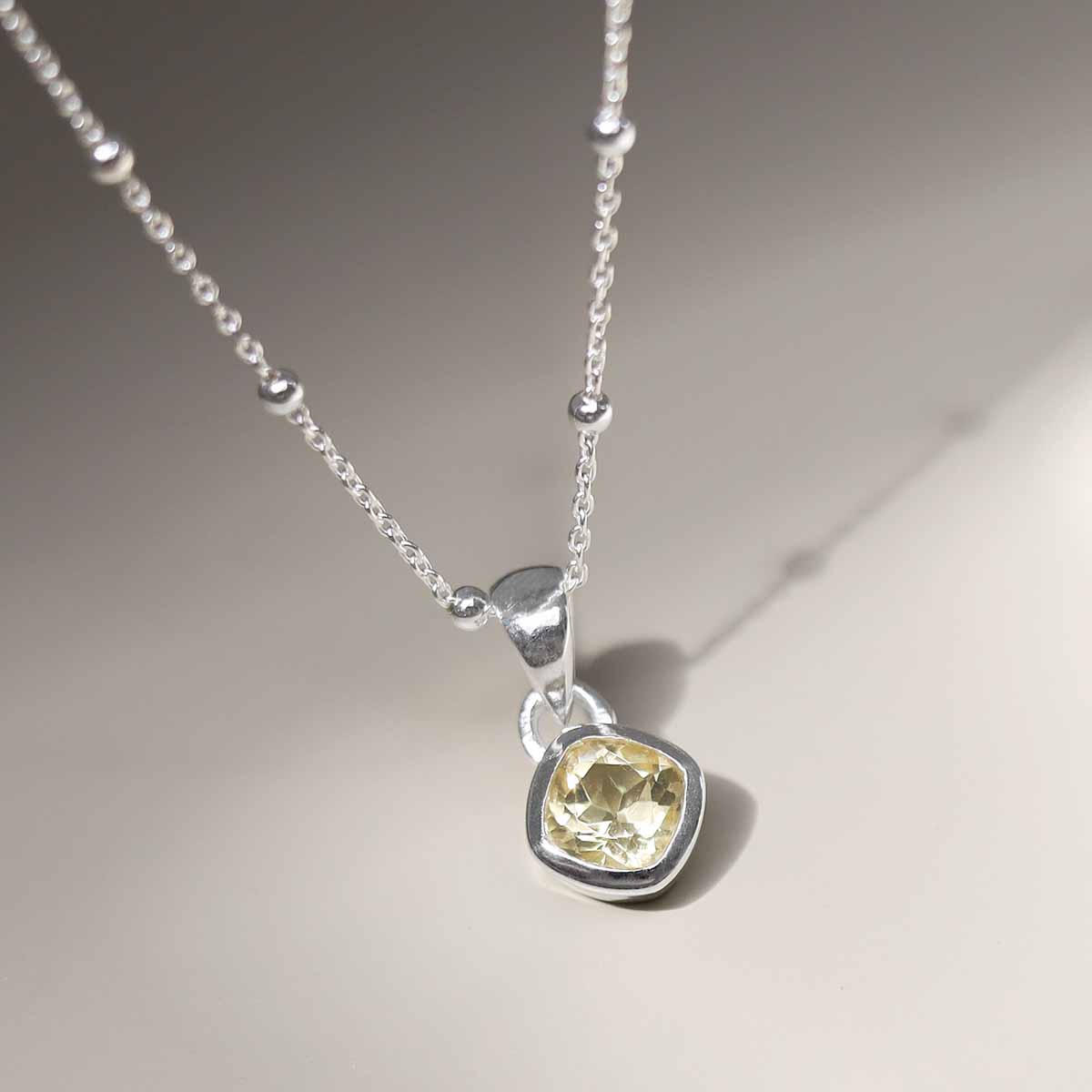 Sterling Silver Citrine Birthstone Necklace - November