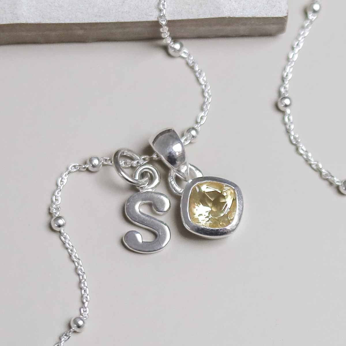 Sterling Silver Citrine Birthstone Necklace - November