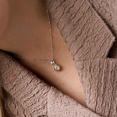 MW11_Sterling Silver Citrine Birthstone Necklace_Model