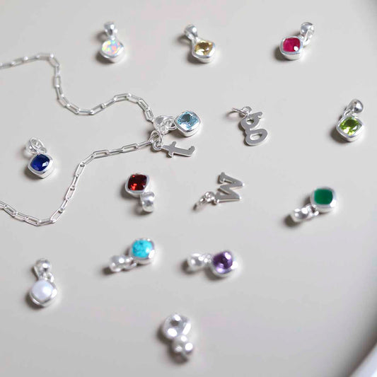 MW01FPN-MW12FPN_Sterling Silver Birthstone Fine Paperclip Necklace_add on 2