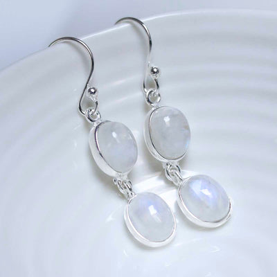MJ750E_Sterling Silver Double Moonstone Dangly Oval Earrings_1-2