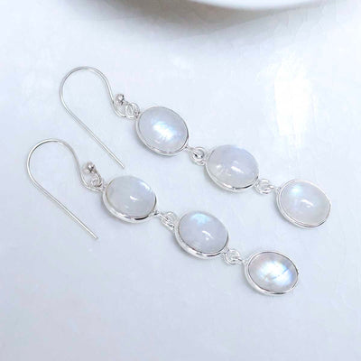 MJ750F_Sterling Silver Triple Moonstone Dangly Oval Earrings_3-2