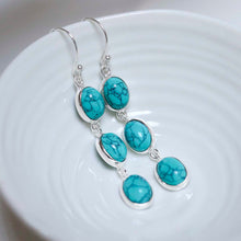 MJ753F_Sterling Silver Triple Turquiose Dangly Oval Earrings_1-2