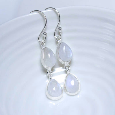 MJ750B_Sterling Silver Double Moonstone Dangly Teardrops_1