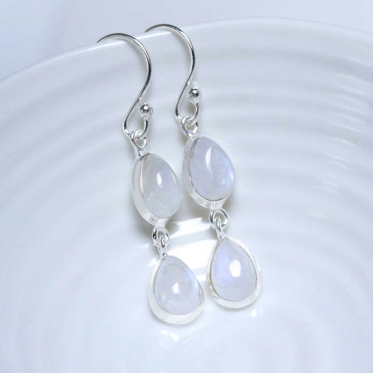 MJ750B_Sterling Silver Double Moonstone Dangly Teardrops_1