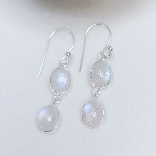 MJ750E_Sterling Silver Double Moonstone Dangly Oval Earrings_3