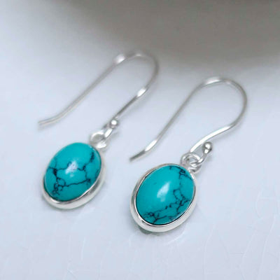 MJ753D_Sterling Silver Dangly Turquoise Oval Earrings_3