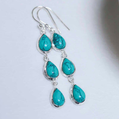 MJ753C_Sterling Silver Triple Turquoise Dangly Teardrops_2
