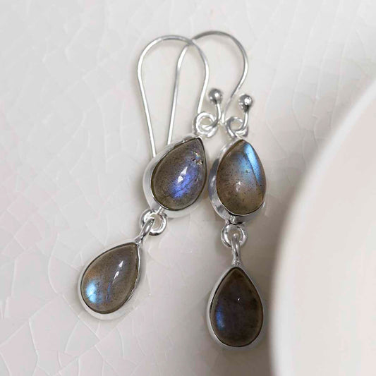 MJ751B_Sterling Silver Double Labradorite Dangly Teardrops_2