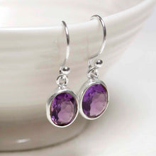 MJ752D_Sterling Silver Dangly Amethyst Oval Earrings_1