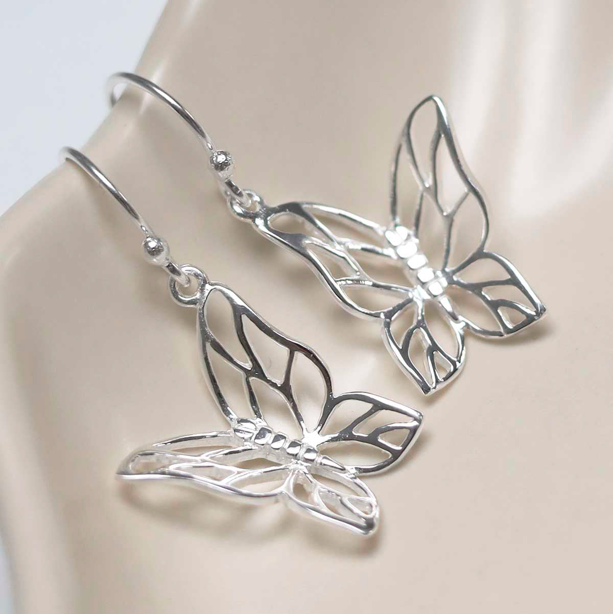 Sterling Silver Butterfly Drop Earrings
