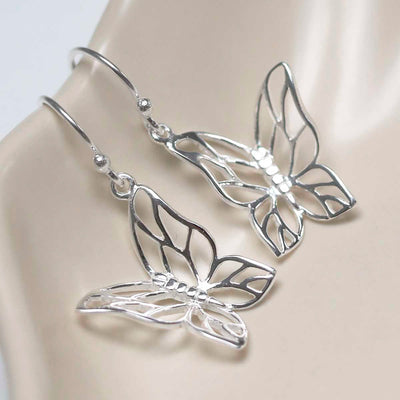 MB094E_Sterling Silver Butterfly Drop Earrings_1