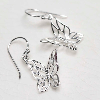 MB094E_Sterling Silver Butterfly Drop Earrings_3