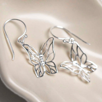 MB094E_Sterling Silver Butterfly Drop Earrings_4