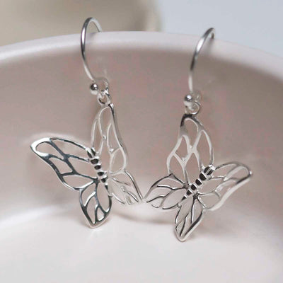 MB094E_Sterling Silver Butterfly Drop Earrings_5