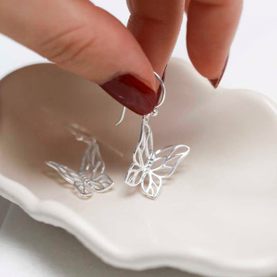 MB094E_Sterling Silver Butterfly Drop Earrings_7