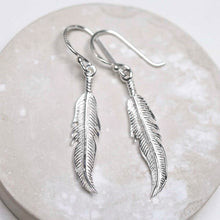 ME497_Sterling Silver Dangly Lucky Feather Earrings_6