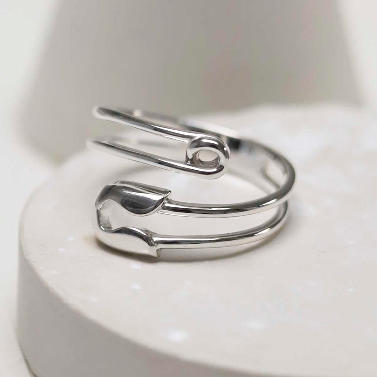 Sterling Silver Adjustable Safety Pin Ring