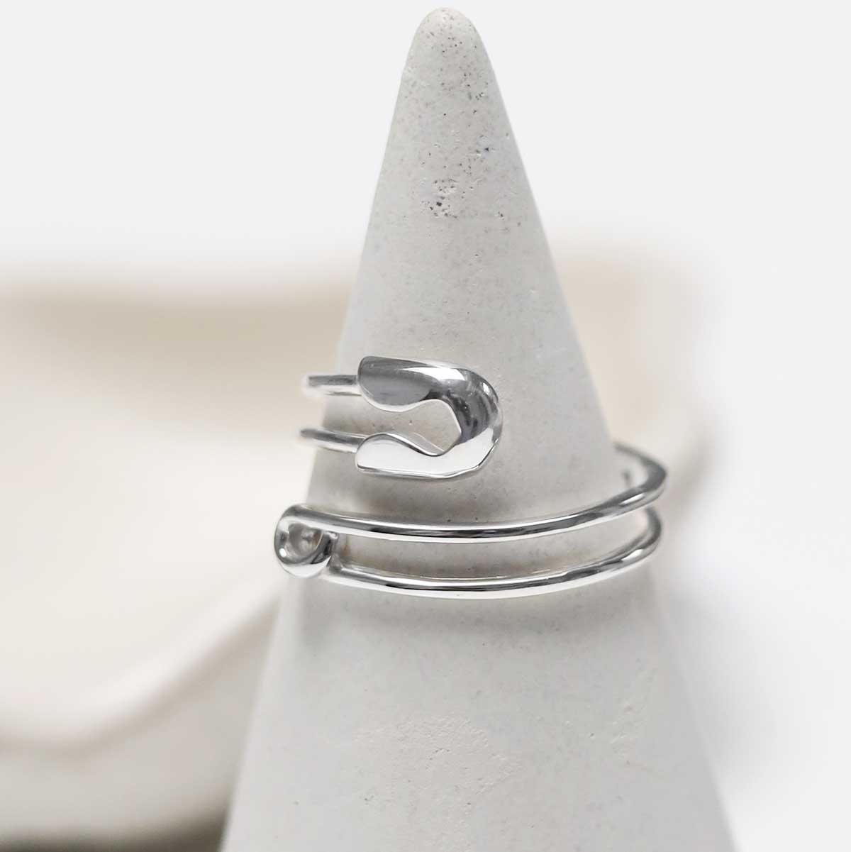 Sterling Silver Adjustable Safety Pin Ring